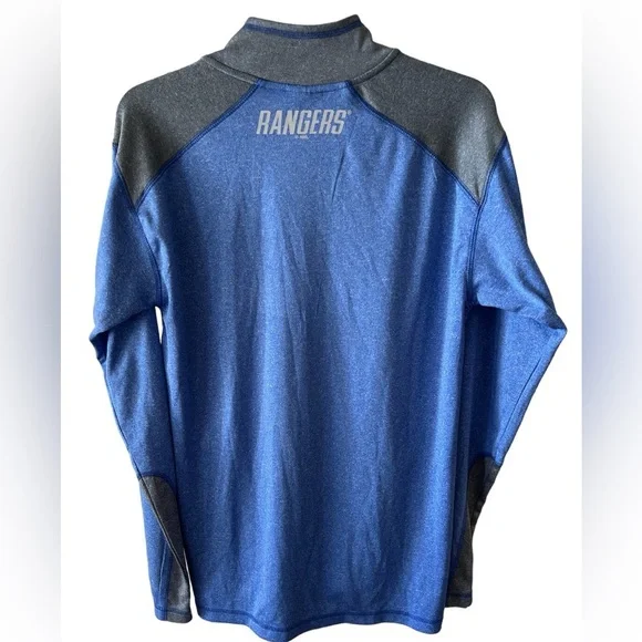 EUC RANGERS Blue and Gray New York Quarter-Zip Pullover W/Long Sleeves Collar - Picture 7 of 9